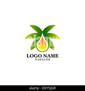 Palm oil logo. Palm tree with oil icon logo design illustration Stock Vector