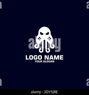 Octopus Game logo template with octopus and joystick combined. Stock Vector