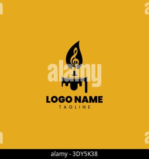 melody candle logo design vector Stock Vector