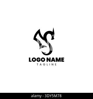 Initial letter S logo and Dragon wings symbol. Wings design element, initial Letter S logo Icon, Initial Logo Template Stock Vector