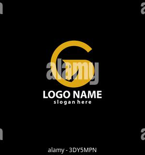creative and strong logo design letter G with a circular horse. power symbol logo Stock Vector