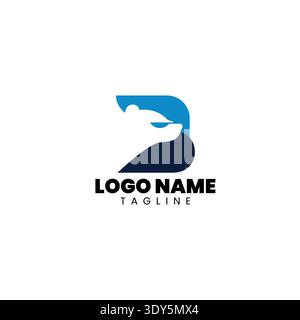 Minimalist modern strong logo Letter Mark Initial B with bear ,polar bear ,grizzly negative space logo design Stock Vector