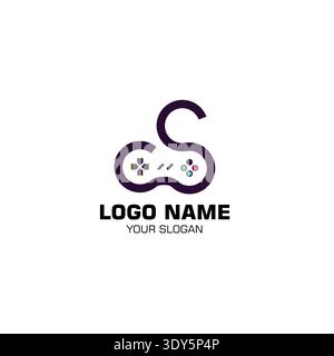 Initial letter CS with Game console logo vector, Gaming logo icon design template Stock Vector
