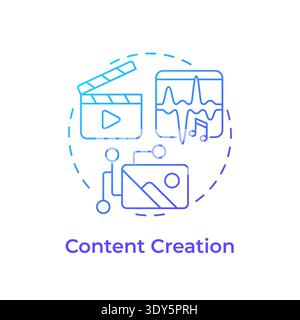 Content creation blue gradient concept icon Stock Vector