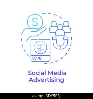 Social media advertising blue gradient concept icon Stock Vector