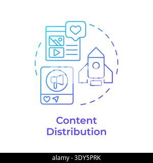 Content distribution blue gradient concept icon Stock Vector