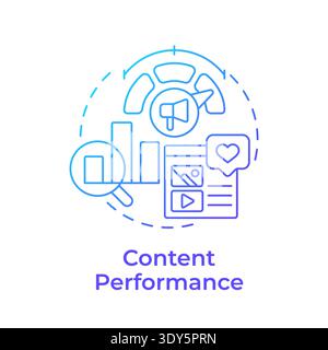 Content performance blue gradient concept icon Stock Vector