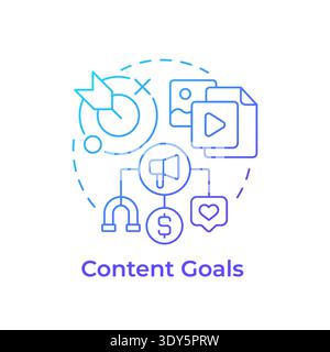 Content goals blue gradient concept icon Stock Vector