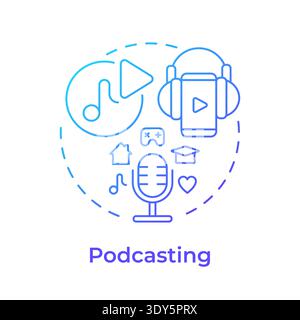 Podcasting blue gradient concept icon Stock Vector
