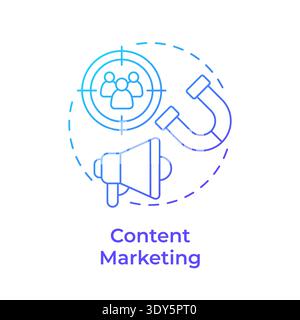 Content marketing blue gradient concept icon Stock Vector