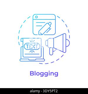 Blogging blue gradient concept icon Stock Vector