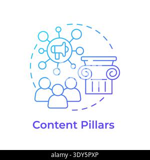 Content pillars blue gradient concept icon Stock Vector