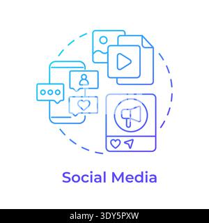 Social media blue gradient concept icon Stock Vector