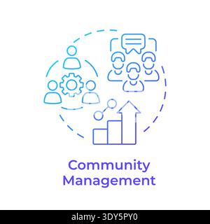 Community management blue gradient concept icon Stock Vector