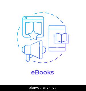 Ebooks blue gradient concept icon Stock Vector