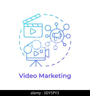 Video marketing blue gradient concept icon Stock Vector