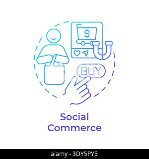 Social commerce blue gradient concept icon Stock Vector