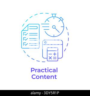 Practical content blue gradient concept icon Stock Vector