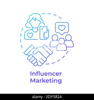 Influencer marketing blue gradient concept icon Stock Vector