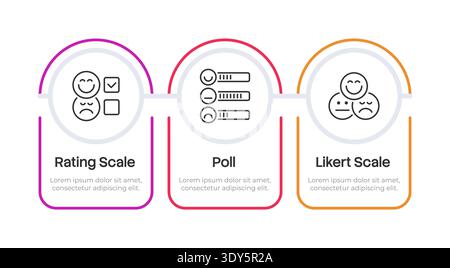 Feedback gathering tools infographic 3 steps Stock Vector