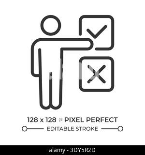 Customer decision making pixel perfect line icon Stock Vector