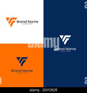 Modern colorful letter VF FV logo design vector template. Initials business logo Stock Vector