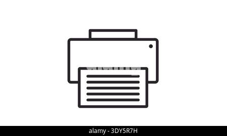 Black Line Printer Icon – Minimalist Print and Office Device Vector Stock Vector