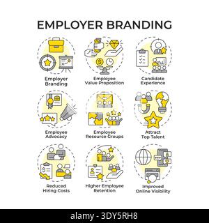 Employee branding multi color concept icons Stock Vector
