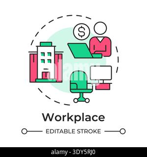 Workplace multi color concept icon Stock Vector