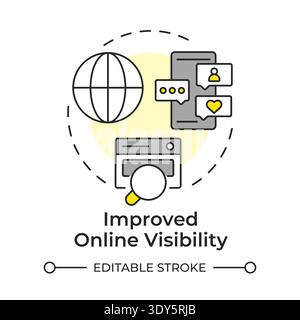 Improved online visibility multi color concept icon Stock Vector