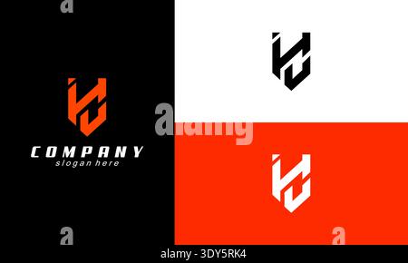 Modern unique letter HC CH logo icon design template elements Stock Vector