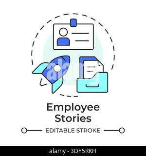 Employee stories multi color concept icon Stock Vector