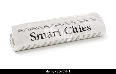 Rolled newspaper with the headline Smart Cities Stock Photo