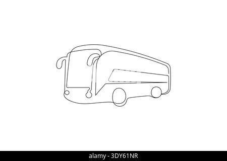 School bus travel coach vehicle in a continuous one line drawing on white background Stock Vector
