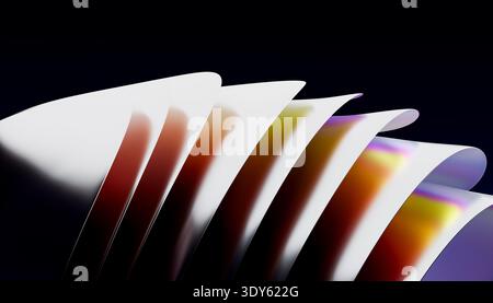 Abstract fluid wave iridescent pattern on dark background Stock Photo