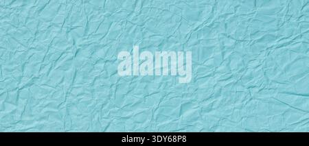 Crumpled light blue paper texture background with wrinkled surface and copy space Stock Photo