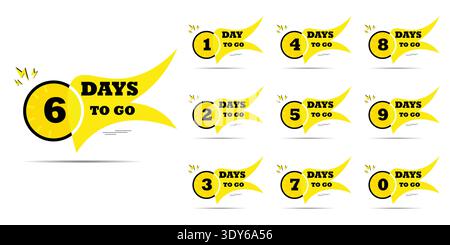 Countdown days to go banner. count time and days for sale banner, poster, lable, Nine, eight, seven six five four three two one zero days to go. Stock Vector