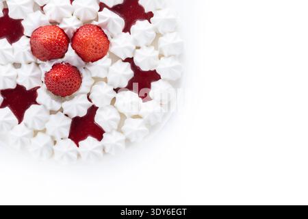 Fresh strawberry cake with cream isolated on white background Stock Photo