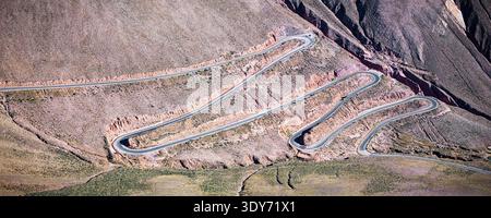 Winding road with sharp turns in the mountains of Purmamarca, Puna, Jujuy, Argentina Stock Photo