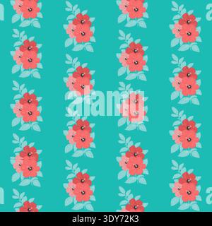 This seamless tropical pattern features vibrant botanical elements composed of colorful leaves and organic shapes arranged on a deep blue background. Stock Vector