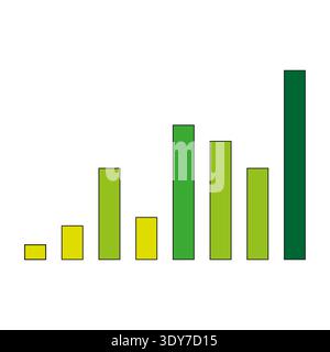 Bar graph chart. Business data vector analysis. Green yellow progress bars. Financial report visualization. Stock Vector