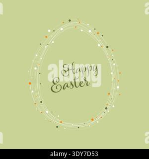 This minimalist card features a Happy Easter greeting inside an egg outline. Celebrate with this elegant Happy Easter design set against a calm green Stock Vector