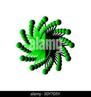 Sphere spiral element. Geometric dot rotation. Abstract green Vector. Modern tunnel graphic. Stock Vector