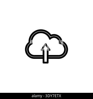 Modern cloud upload outline icon with double stroke style and upward arrow symbol. Designed for cloud services, online backup systems, file sharing pl Stock Vector