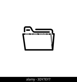 Minimal folder icon in modern outline style representing file storage, organization, and document management. Designed for software interfaces, cloud Stock Vector