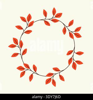 Round frame of red leaves. Vector illustration Stock Vector