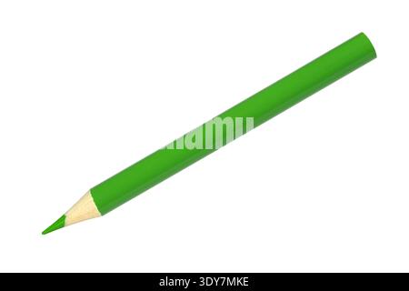 Short green pencil isolated on white background Stock Photo