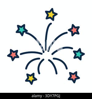 Fireworks Explosion and Report Icon - Stars Stock Vector