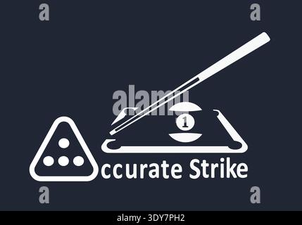 Modern vector logo design for billiard club featuring cue stick ball and billiard table symbolizing sport leisure and entertainment. Stock Vector