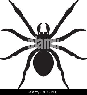 Bold black spider silhouette on white background, minimal graphic icon. Stock Vector